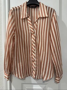 Zara Flowy Stripe Button-Down Shirt